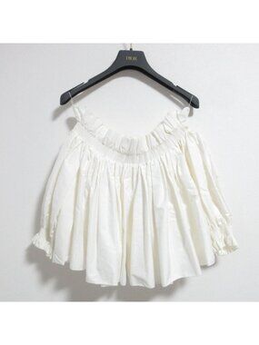 Dior Off Shoulder Smock Blouse 40 White Pre Owned